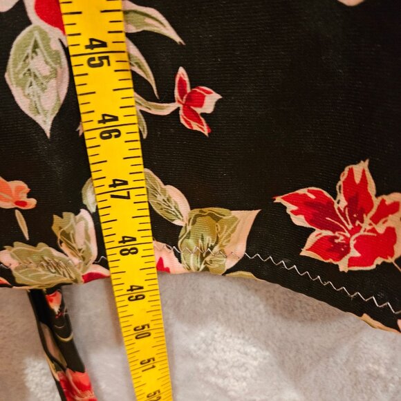 Addona Satin Robe Women XL Floral Black pink red Satin tie sexy hibiscus leisure - Picture 9 of 12